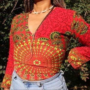 Mandala Bell Sleeved V-Neck